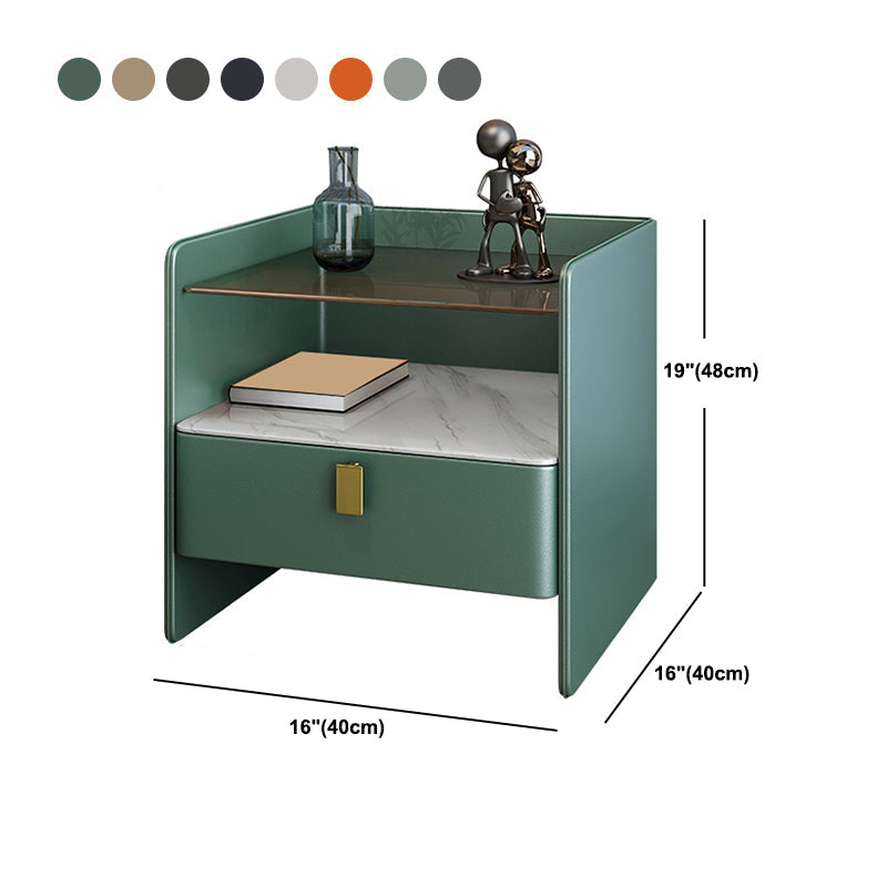 Glazen top 19 inch h nachttafel open opslag modern 1-lading nachtkastje