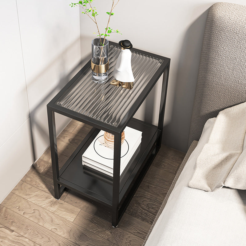 21 pollici H moderno vetro in vetro Scaffale di stoccaggio aperto incluso tavolo da notte