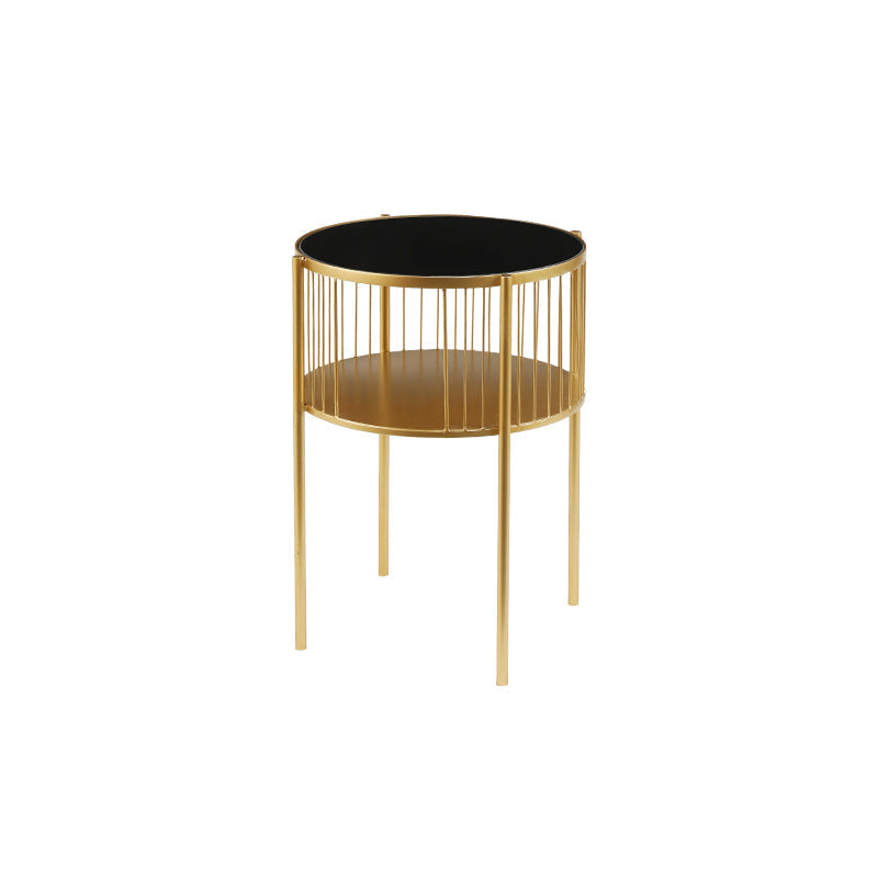 Metal Round Night Table Modern Non-Storage Legs Included Nightstand in Black/Gold 16"L x 16"W x 22"H Gold Clearhalo 'Bedroom Furniture' 'furn' 'furn_night_stand' 'Furniture' 'night_stand' 'Nightstands' 5623188