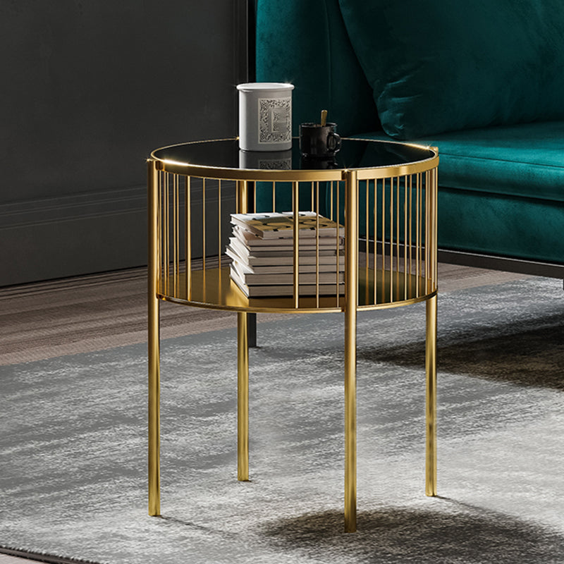 Metal Round Night Table Modern Non-Storage Legs Included Nightstand in Black/Gold Clearhalo 'Bedroom Furniture' 'furn' 'furn_night_stand' 'Furniture' 'night_stand' 'Nightstands' 5623191