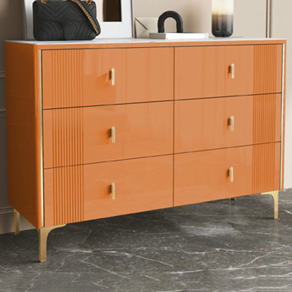 Glam Wood Chest with Stone Top Chest with Drawers for Bedroom Orange Clearhalo 'Bedroom Furniture' 'Dressers & Chests' 'dressers_chests' 'furn' 'furn_dressers_chests' 'Furniture' 5623371