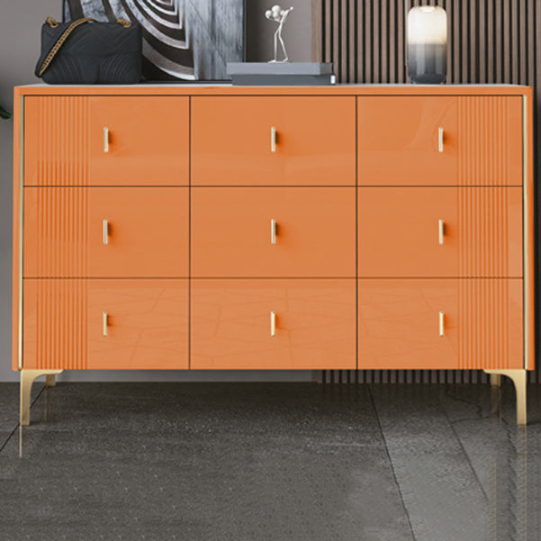 Glam Wood Chest with Stone Top Chest with Drawers for Bedroom 63"L x 16"W x 31"H Orange Clearhalo 'Bedroom Furniture' 'Dressers & Chests' 'dressers_chests' 'furn' 'furn_dressers_chests' 'Furniture' 5623372