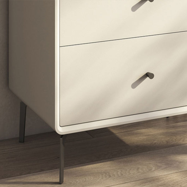 Verticale lederen borst met metalen benen borst met laden voor slaapkamer