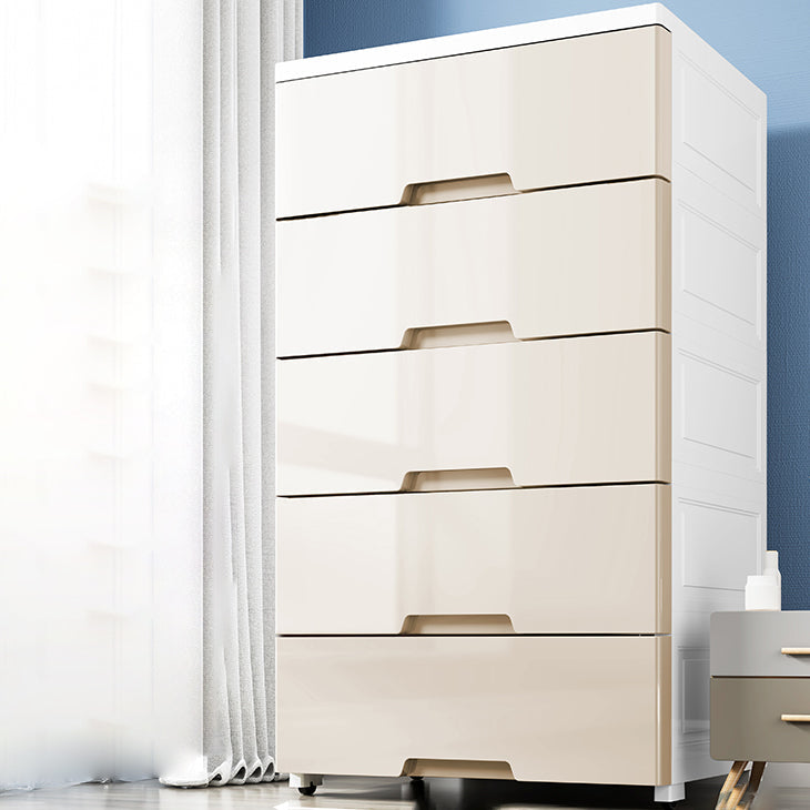Lingerie Chest Contemporary Plastic Chest with Drawers for Bedroom 25"L x 13"W x 33"H Khaki Clearhalo 'Bedroom Furniture' 'Dressers & Chests' 'dressers_chests' 'furn' 'furn_dressers_chests' 'Furniture' 5623508