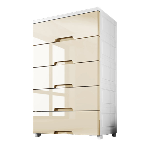 Lingerie Chest Contemporary Plastic Chest with Drawers for Bedroom 24"L x 12"W x 32"H Khaki Clearhalo 'Bedroom Furniture' 'Dressers & Chests' 'dressers_chests' 'furn' 'furn_dressers_chests' 'Furniture' 5623515