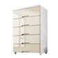 Lingerie Chest Contemporary Plastic Chest with Drawers for Bedroom 33"L x 14"W x 42.5"H Khaki Clearhalo 'Bedroom Furniture' 'Dressers & Chests' 'dressers_chests' 'furn' 'furn_dressers_chests' 'Furniture' 5623516