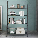 Etagere Iron Bookshelf Open Back Modern Bookcase With Rectangular Shelves