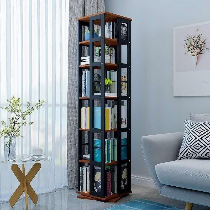 3/4/6-Shelf Contemporary Bookcase Metal Book Shelf Wooden Shelves for Living Room