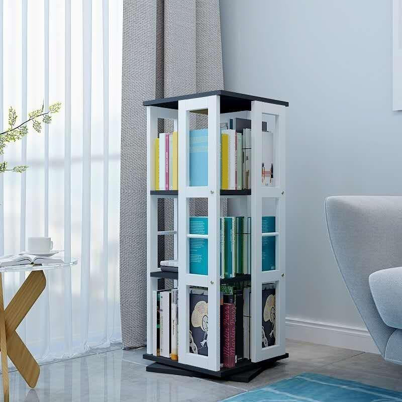 3/4/6-Shelf Contemporary Bookcase Metal Book Shelf Wooden Shelves for Living Room