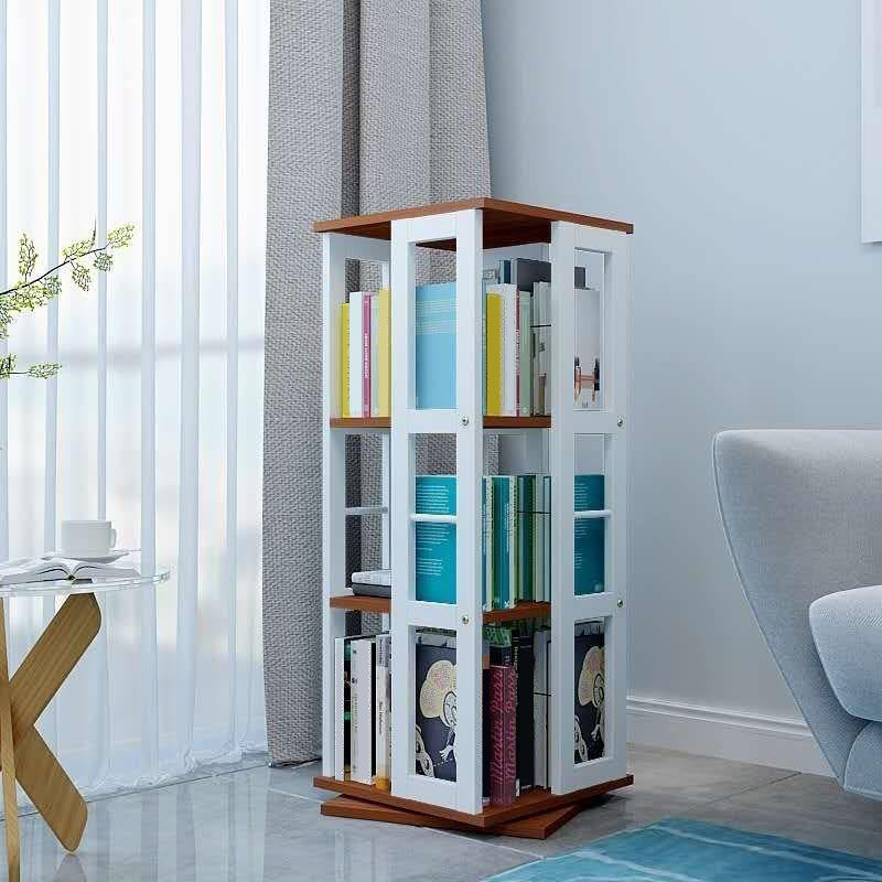 3/4/6-Shelf Contemporary Bookcase Metal Book Shelf Wooden Shelves for Living Room