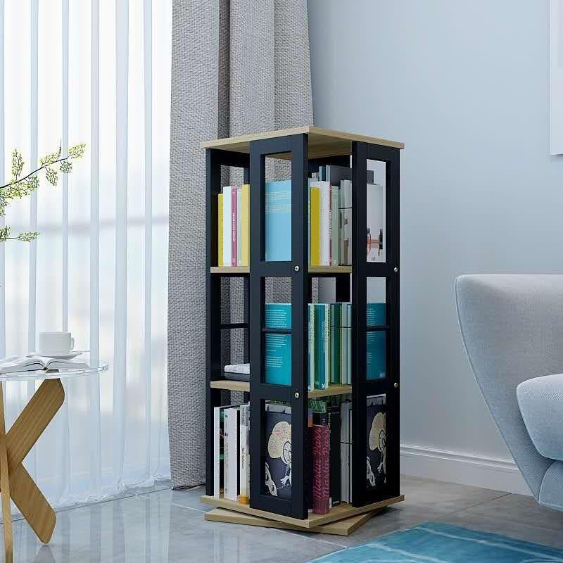 3/4/6-Shelf Contemporary Bookcase Metal Book Shelf Wooden Shelves for Living Room
