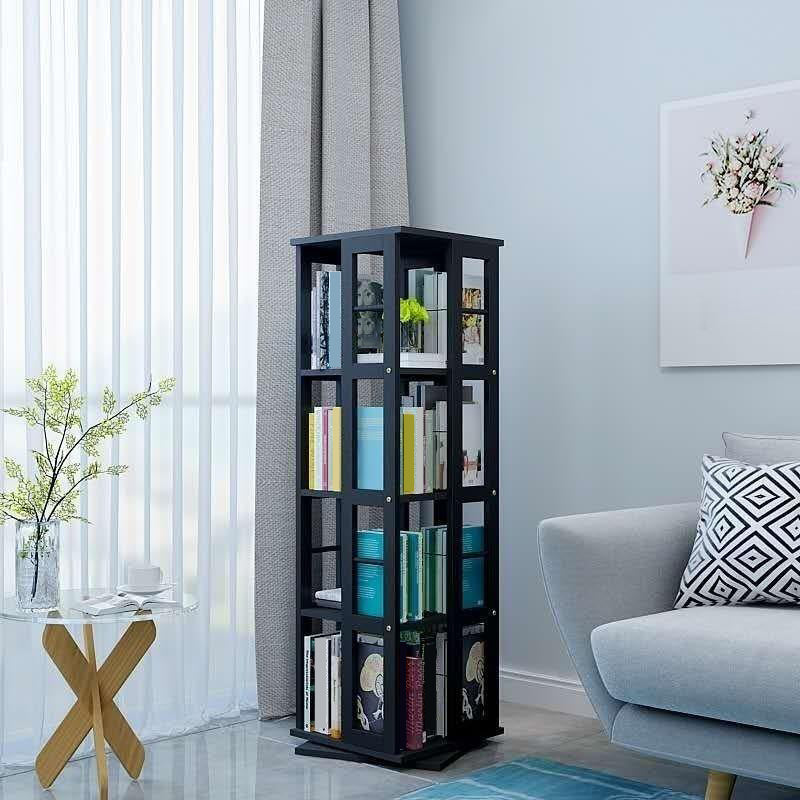 3/4/6-Shelf Contemporary Bookcase Metal Book Shelf Wooden Shelves for Living Room