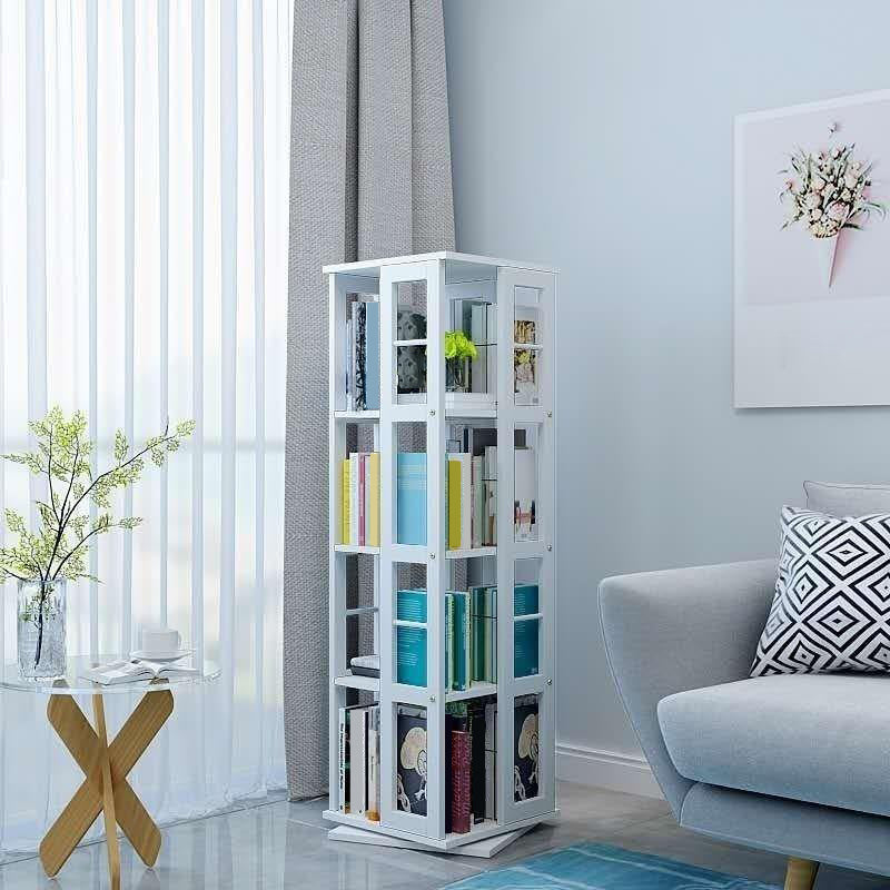 3/4/6-Shelf Contemporary Bookcase Metal Book Shelf Wooden Shelves for Living Room