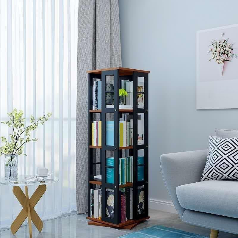 3/4/6-Shelf Contemporary Bookcase Metal Book Shelf Wooden Shelves for Living Room