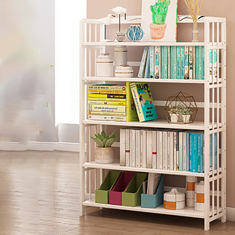 White Simple Open Back Bookshelf Adjustable Bookcase for Office