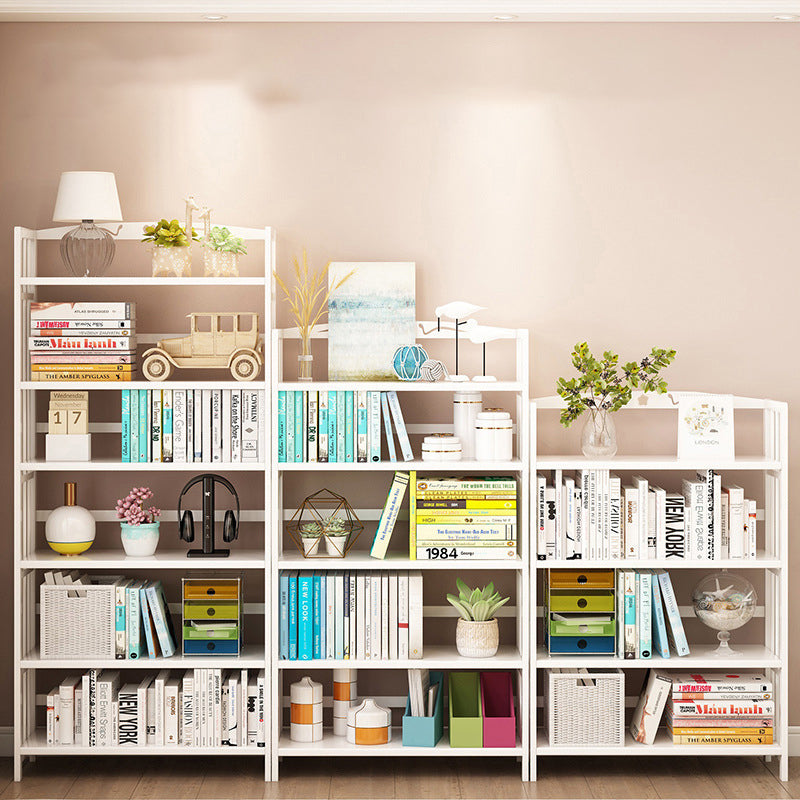 White Simple Open Back Bookshelf Adjustable Bookcase for Office