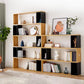 Modern geometry Bookshelf Multi Shelfs Open Back Bookcase in Natural Clearhalo 'Bookcases' 'furn' 'furn_bookcases' 'Furniture' 'Office Furniture' 5623768