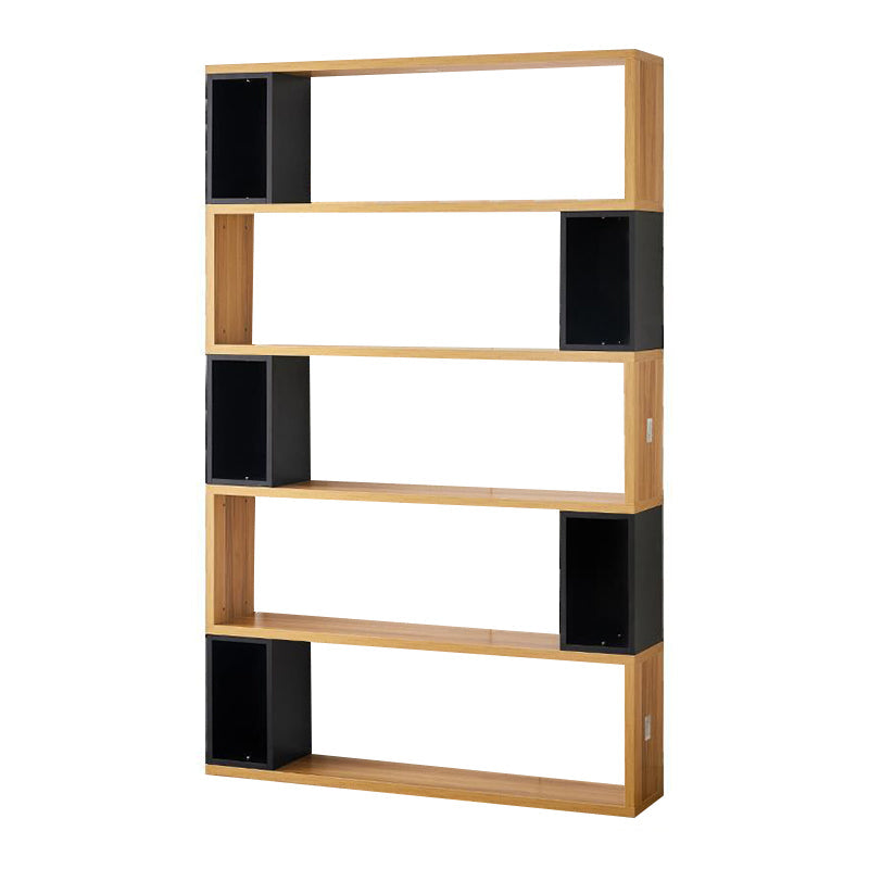 Modern geometry Bookshelf Multi Shelfs Open Back Bookcase in Natural 47.2"L x 9.4"W x 74.8"H Clearhalo 'Bookcases' 'furn' 'furn_bookcases' 'Furniture' 'Office Furniture' 5623770