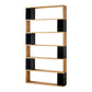 Modern geometry Bookshelf Multi Shelfs Open Back Bookcase in Natural 47.2"L x 9.4"W x 89.4"H Clearhalo 'Bookcases' 'furn' 'furn_bookcases' 'Furniture' 'Office Furniture' 5623771