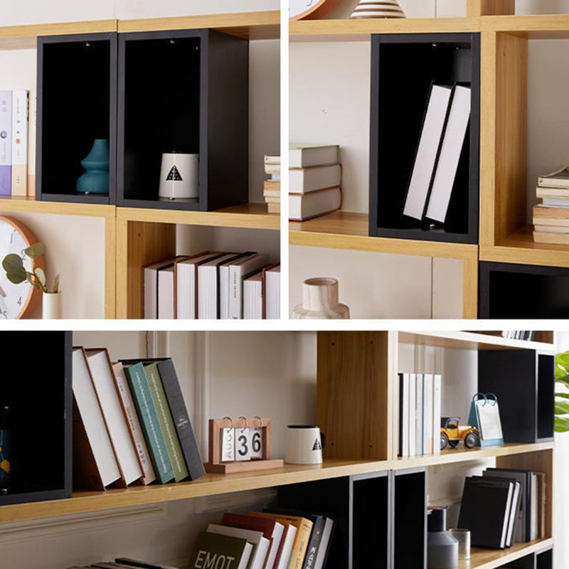 Modern geometry Bookshelf Multi Shelfs Open Back Bookcase in Natural Clearhalo 'Bookcases' 'furn' 'furn_bookcases' 'Furniture' 'Office Furniture' 5623775
