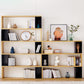 Modern geometry Bookshelf Multi Shelfs Open Back Bookcase in Natural Clearhalo 'Bookcases' 'furn' 'furn_bookcases' 'Furniture' 'Office Furniture' 5623776