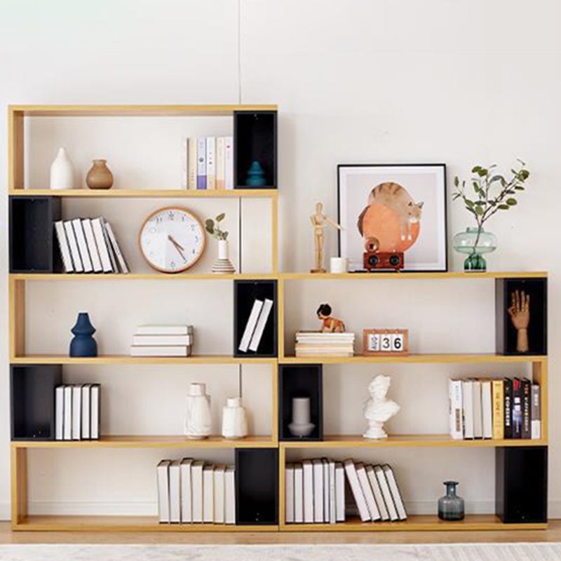 Modern geometry Bookshelf Multi Shelfs Open Back Bookcase in Natural Clearhalo 'Bookcases' 'furn' 'furn_bookcases' 'Furniture' 'Office Furniture' 5623776