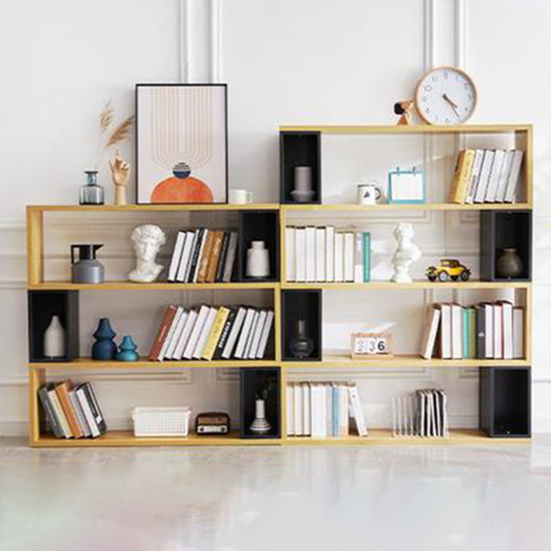 Modern geometry Bookshelf Multi Shelfs Open Back Bookcase in Natural Clearhalo 'Bookcases' 'furn' 'furn_bookcases' 'Furniture' 'Office Furniture' 5623778