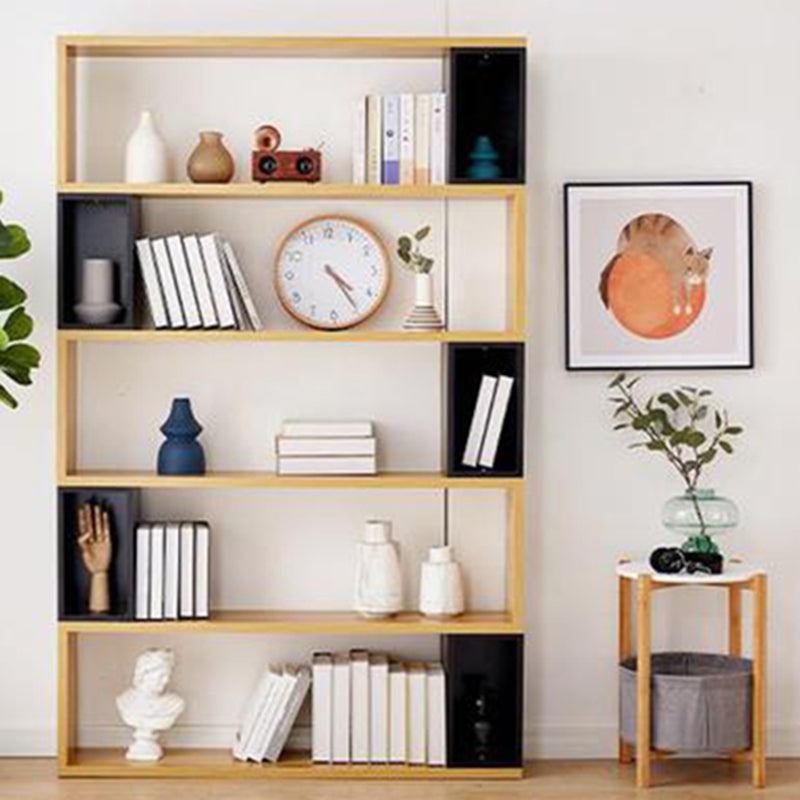 Modern geometry Bookshelf Multi Shelfs Open Back Bookcase in Natural Clearhalo 'Bookcases' 'furn' 'furn_bookcases' 'Furniture' 'Office Furniture' 5623779