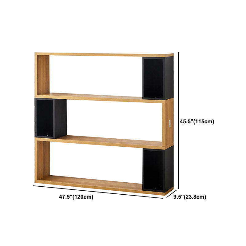 Modern geometry Bookshelf Multi Shelfs Open Back Bookcase in Natural Clearhalo 'Bookcases' 'furn' 'furn_bookcases' 'Furniture' 'Office Furniture' 5623785