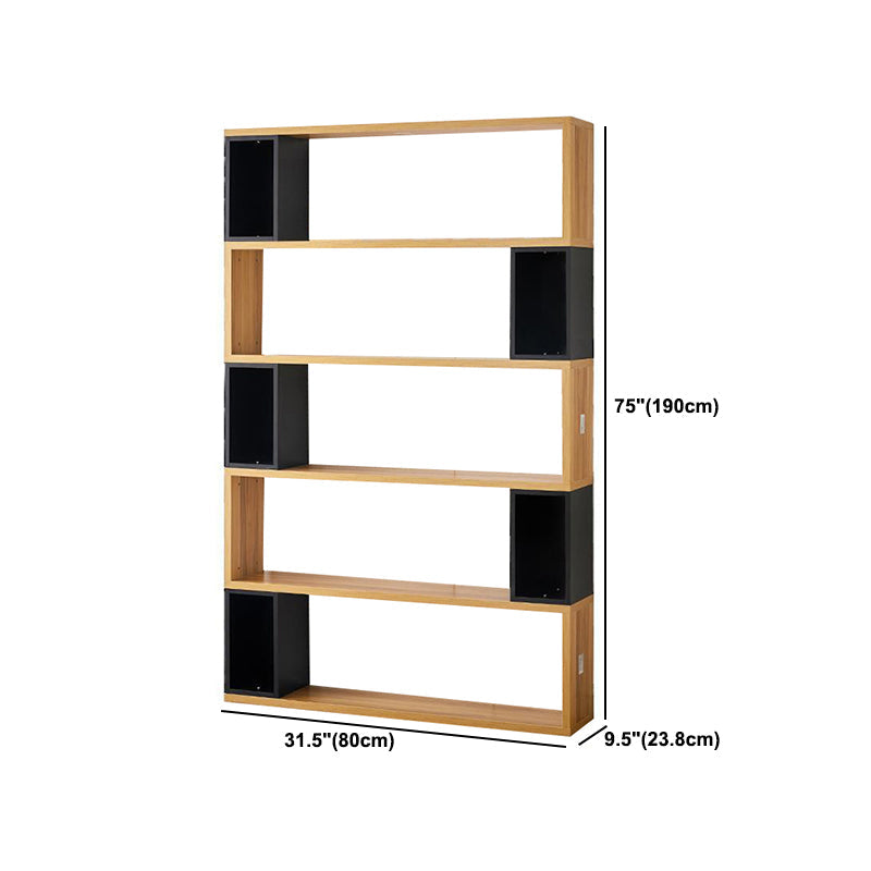 Modern geometry Bookshelf Multi Shelfs Open Back Bookcase in Natural Clearhalo 'Bookcases' 'furn' 'furn_bookcases' 'Furniture' 'Office Furniture' 5623789