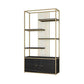 Modern Metal Bookcase Standard Bookshelf With Doors 76.7" H x 11.8" W Gold-Black Clearhalo 'Bookcases' 'furn' 'furn_bookcases' 'Furniture' 'Office Furniture' 5623864