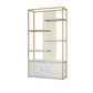 Modern Metal Bookcase Standard Bookshelf With Doors 76.7" H x 11.8" W Gold-White Clearhalo 'Bookcases' 'furn' 'furn_bookcases' 'Furniture' 'Office Furniture' 5623865