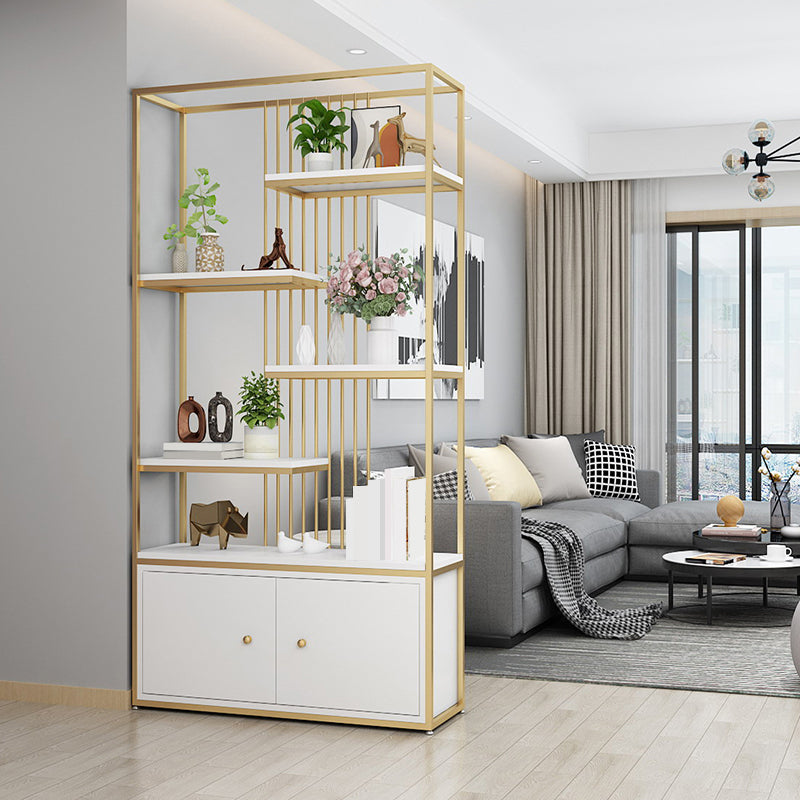 Modern Metal Bookcase Standard Bookshelf With Doors 76.7" H x 11.8" W Clearhalo 'Bookcases' 'furn' 'furn_bookcases' 'Furniture' 'Office Furniture' 5623866