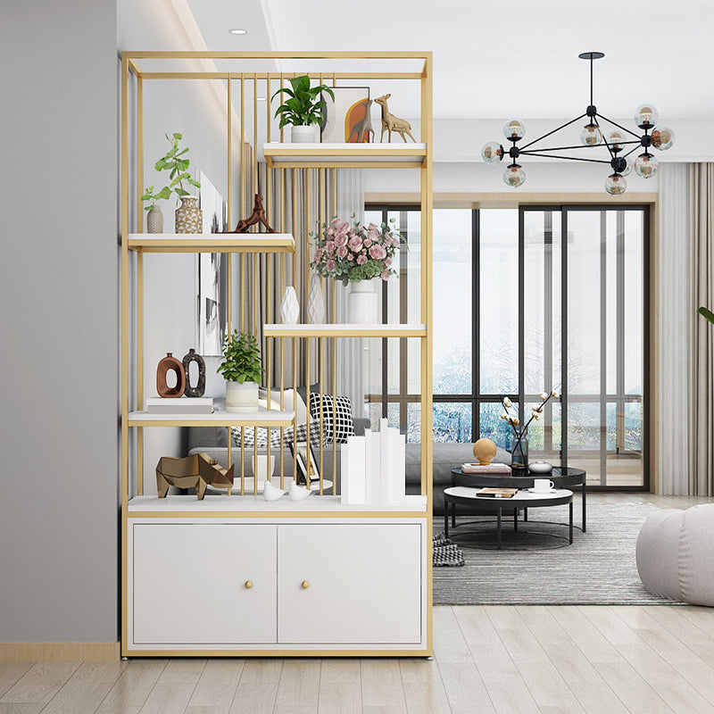 Modern Metal Bookcase Standard Bookshelf With Doors 76.7" H x 11.8" W Clearhalo 'Bookcases' 'furn' 'furn_bookcases' 'Furniture' 'Office Furniture' 5623869