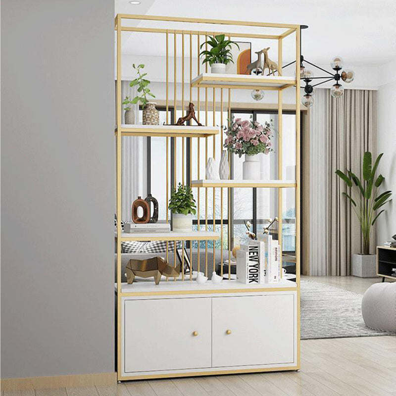 Modern Metal Bookcase Standard Bookshelf With Doors 76.7" H x 11.8" W Clearhalo 'Bookcases' 'furn' 'furn_bookcases' 'Furniture' 'Office Furniture' 5623875