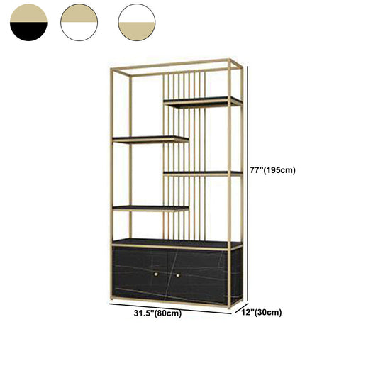 Modern Metal Bookcase Standard Bookshelf With Doors 76.7" H x 11.8" W Clearhalo 'Bookcases' 'furn' 'furn_bookcases' 'Furniture' 'Office Furniture' 5623878