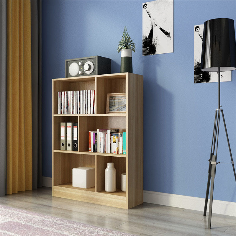 Closed Back Wooden Bookcase Matter Finish Modern Standard Bookshelf