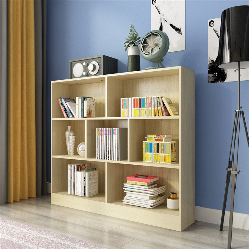 Closed Back Wooden Bookcase Matter Finish Modern Standard Bookshelf
