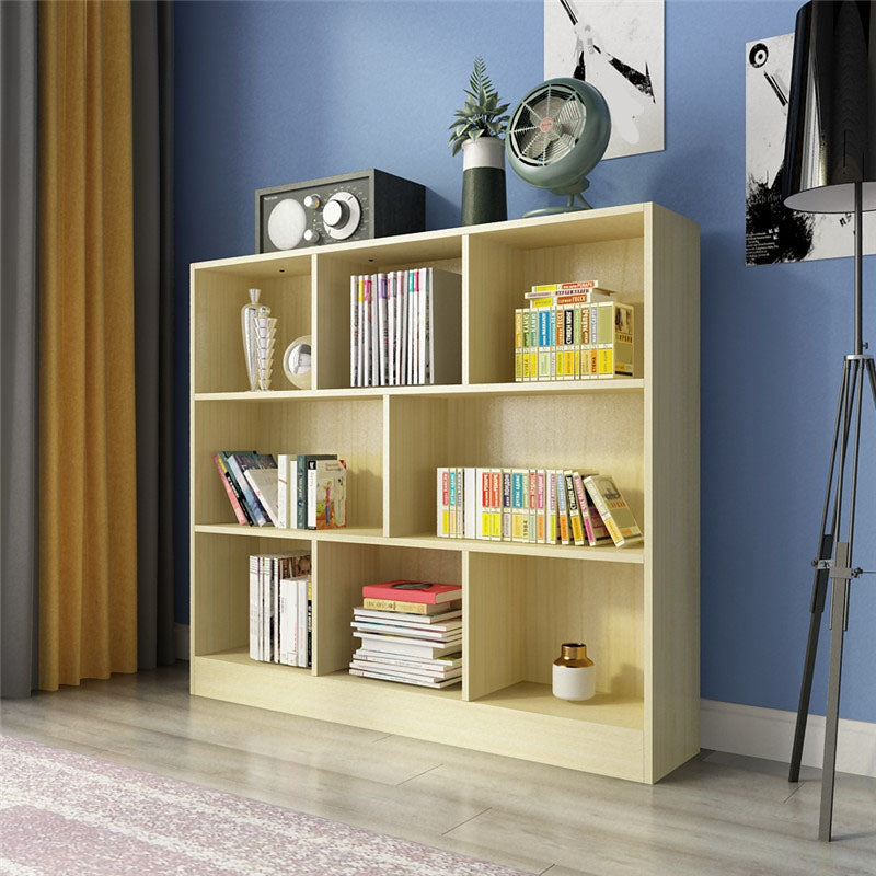 Closed Back Wooden Bookcase Matter Finish Modern Standard Bookshelf