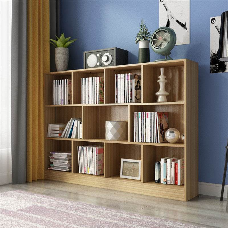 Closed Back Wooden Bookcase Matter Finish Modern Standard Bookshelf