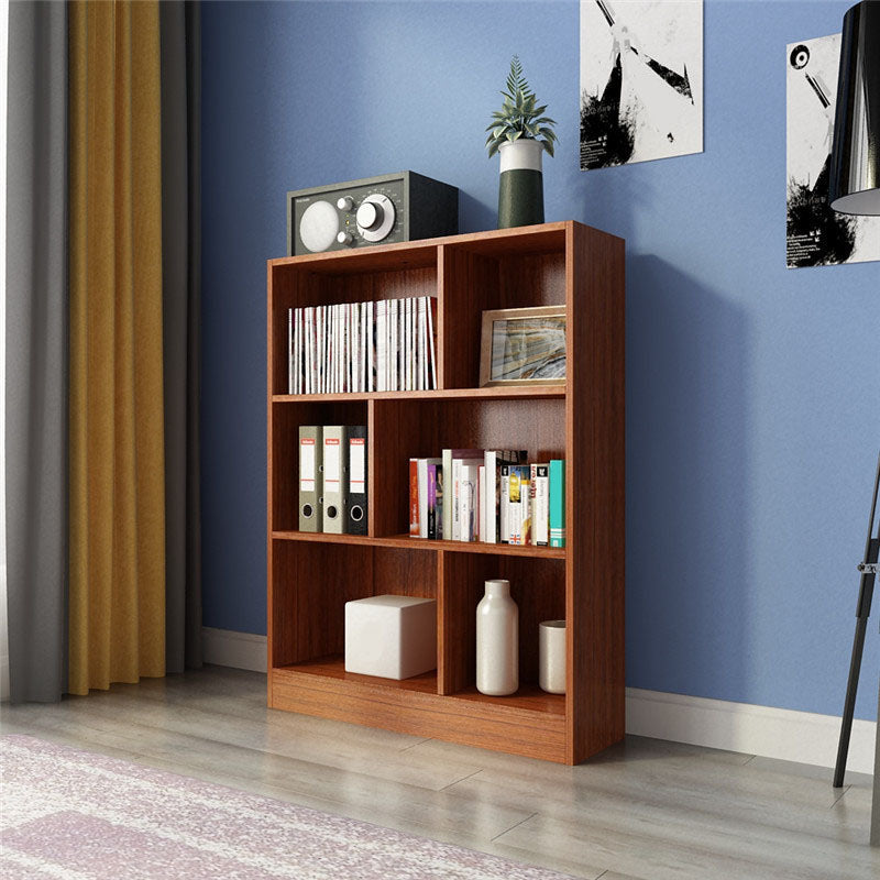 Closed Back Wooden Bookcase Matter Finish Modern Standard Bookshelf