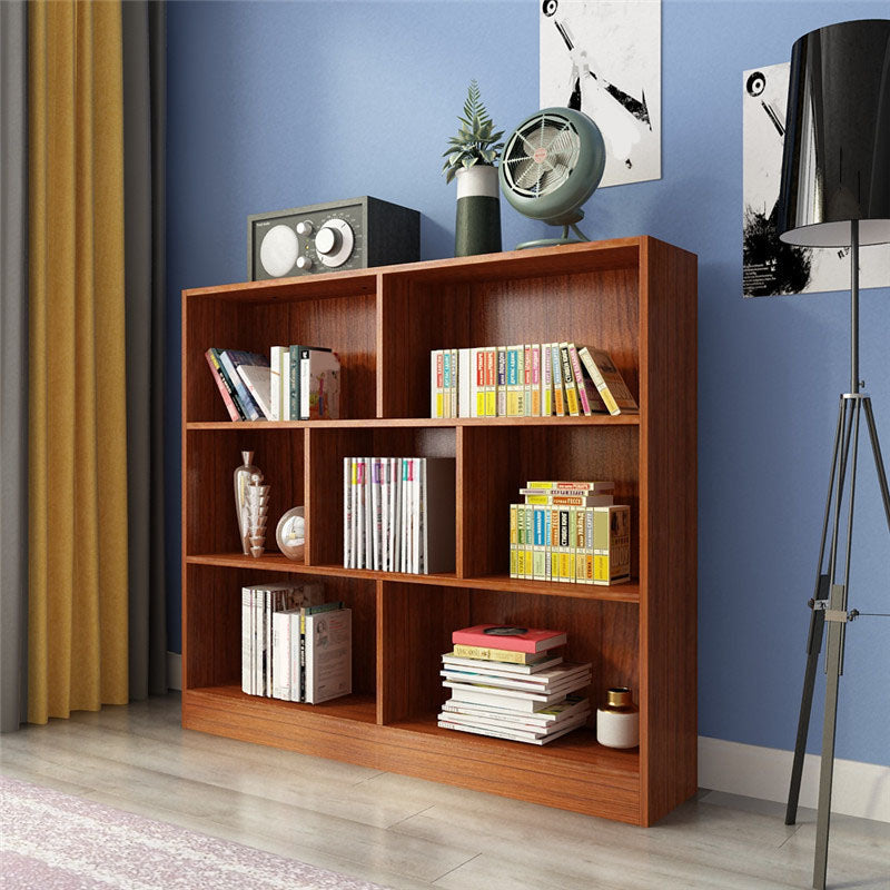 Closed Back Wooden Bookcase Matter Finish Modern Standard Bookshelf