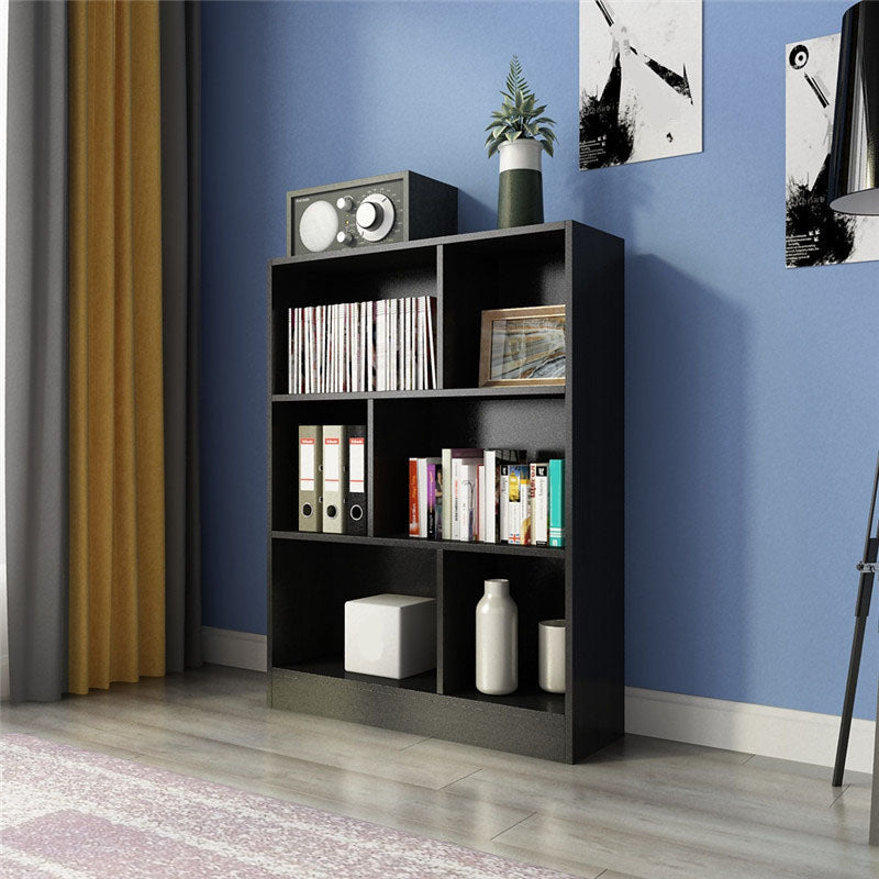 Closed Back Wooden Bookcase Matter Finish Modern Standard Bookshelf