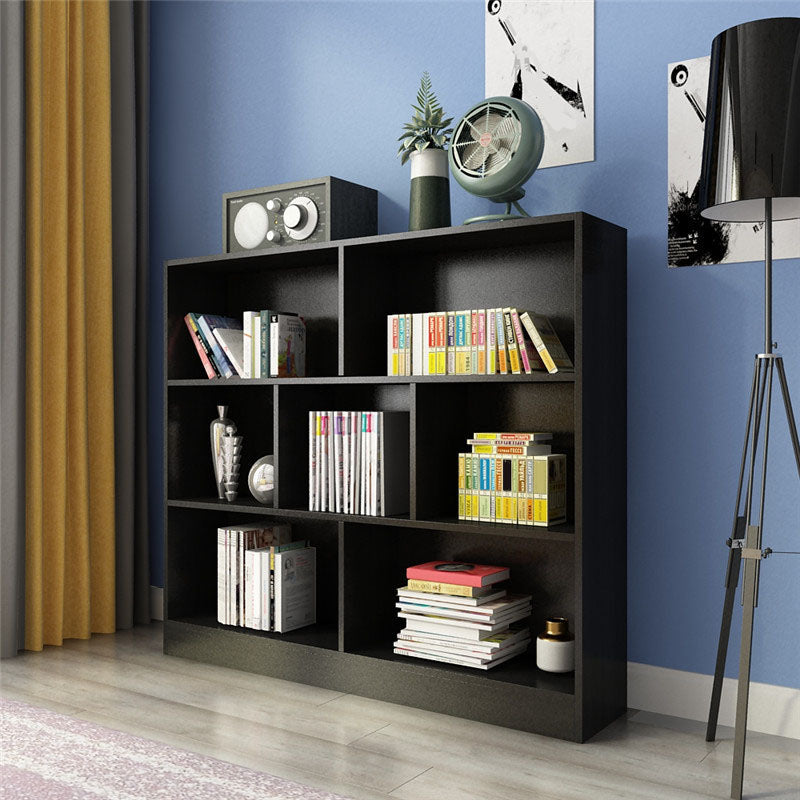 Closed Back Wooden Bookcase Matter Finish Modern Standard Bookshelf