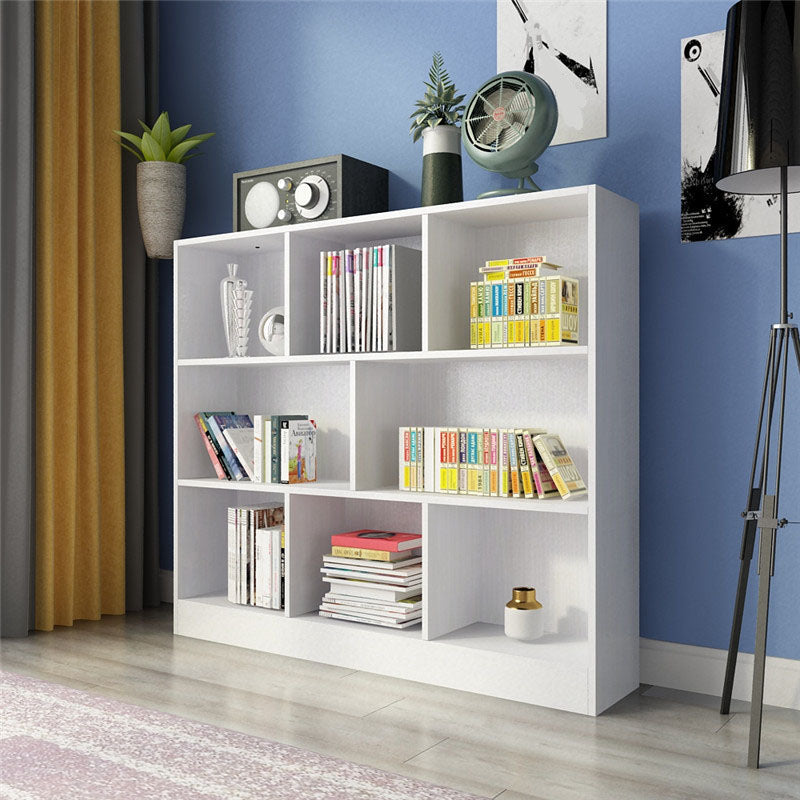 Closed Back Wooden Bookcase Matter Finish Modern Standard Bookshelf