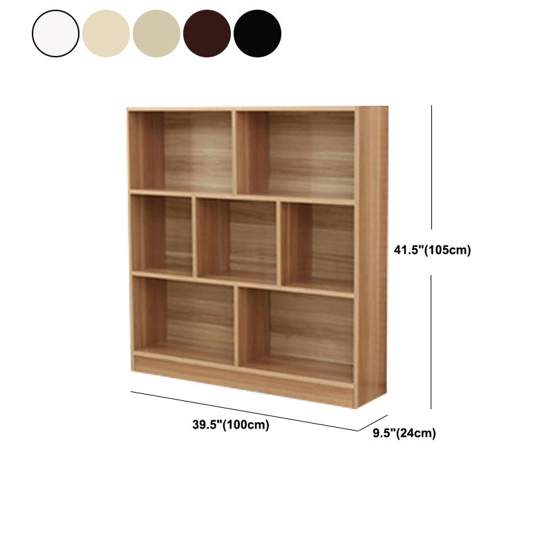 Closed Back Wooden Bookcase Matter Finish Modern Standard Bookshelf