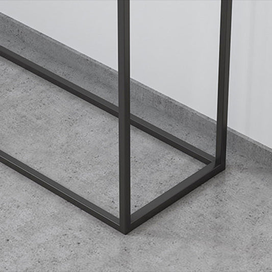 Tabella della console superiore in marmo rettangolo con scaffale di stoccaggio e base di ferro