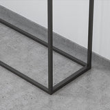 Tabella della console superiore in marmo rettangolo con scaffale di stoccaggio e base di ferro