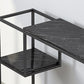 Tabella della console superiore in marmo rettangolo con scaffale di stoccaggio e base di ferro