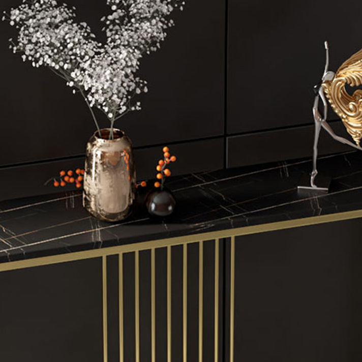 Tabella della console di base di cavalletto di ferro con tavolo accento superiore in pietra rettangolo